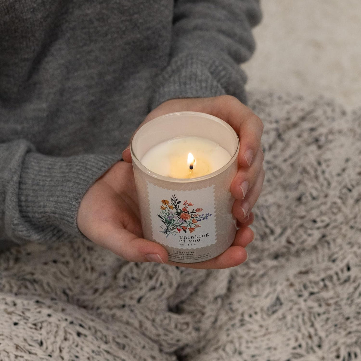 Christian Art Gifts Soy Wax Scented Candle: Thinking of You Sentiment