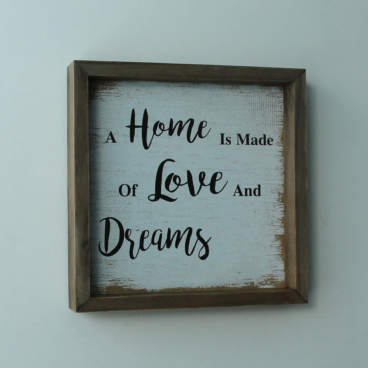 CVHOMEDECO. Vintage Distressed A Home is Made of Love and Dreams Shadow Box Frame Wall Mounted Hanging Decor Art, 9-3/4 x 9-3/4 Inch