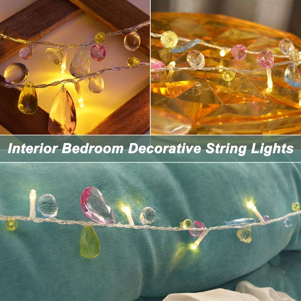Battery Fairy String Lights Acrylic Gems Jewels String Lights with Remote