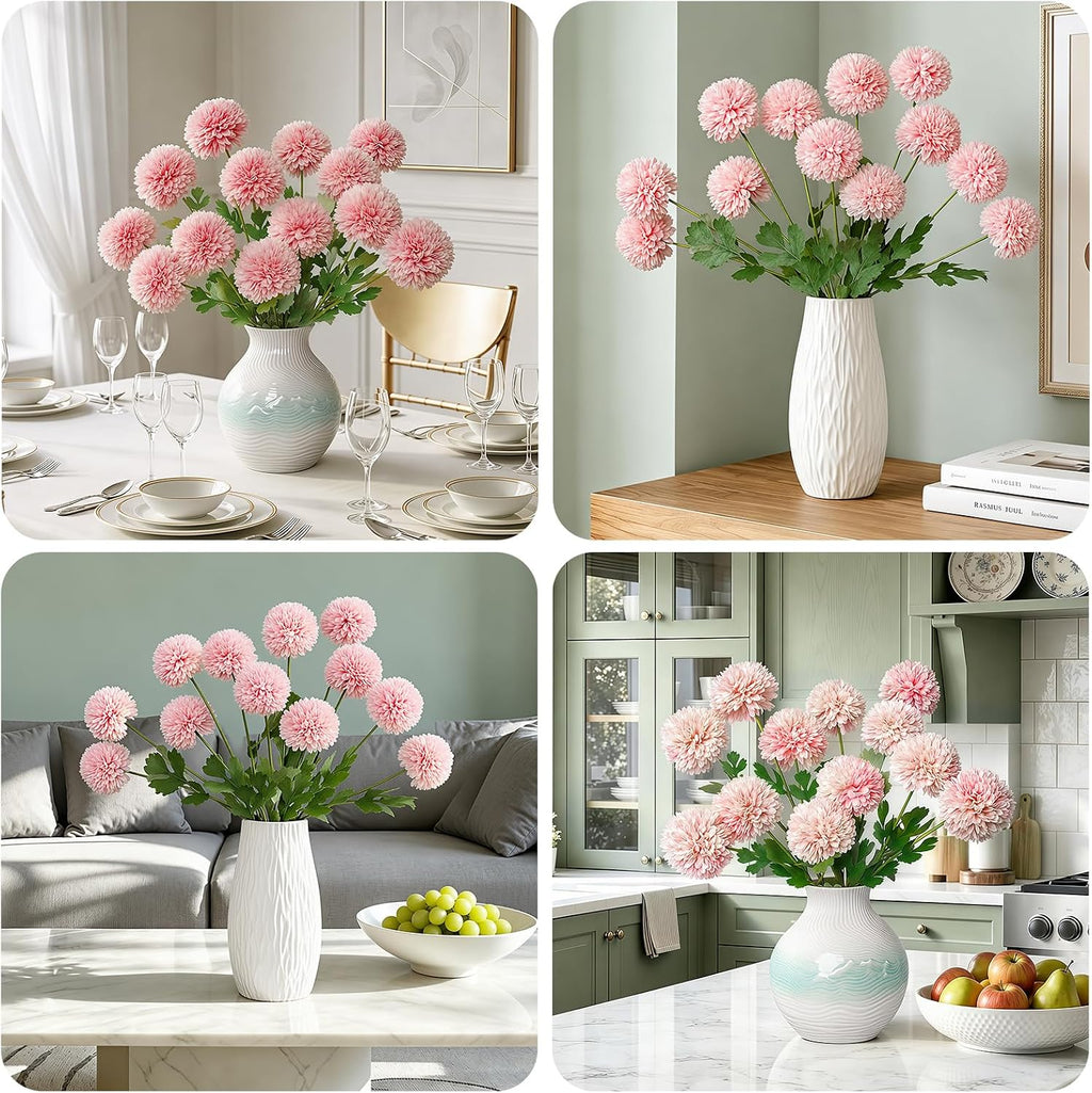 Artificial Flowers Faux Mums, Real Looking Flores Artificiales Para Decoration, Faux Flowers Silk Chrysanthemum -28.34'', Pink Flowers Artificial for Decoration Indoor, Table Centerpieces(4, Pink)