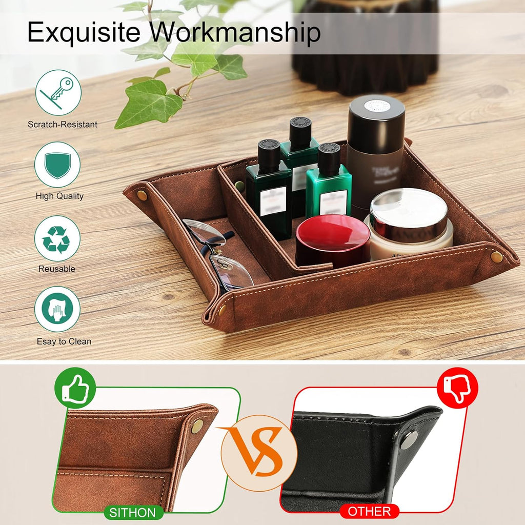 SITHON Valet Tray Desktop Storage Organizer with 2 Compartments