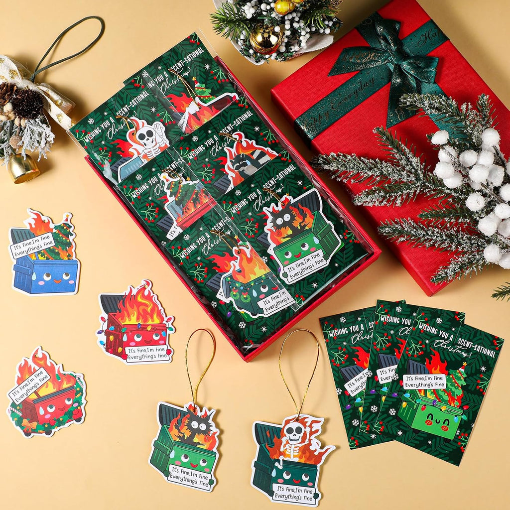 40 Sets Dumpster Fire Hanging Ornament Emotional Funny Positive Support Scent Sachets Air Freshener with Card Thank You Gifts for Teacher Nurse Office Coworker Employee Team Staff, 10 Scent