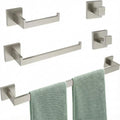 5-Piece Bathroom Hardware Set, 23.6 in Towel Bar, Brushed Nickel