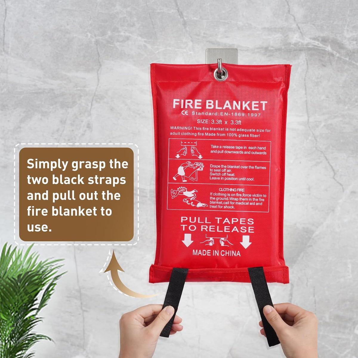 Stainless Steel Hooks for Home, Office, Fire Blanket Adhesive Hanging