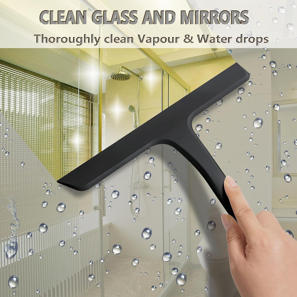Squeegee Shower with Hook, 11 Inch Silicone Glass Cleaner