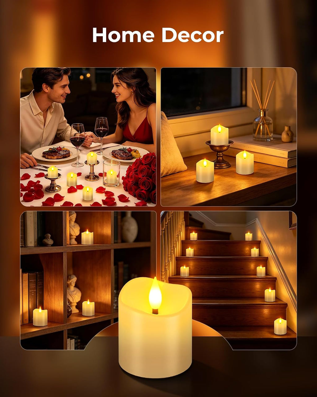 Yme Rechargeable Flameless Candles, Tea Lights with Remote & USB-C Charging