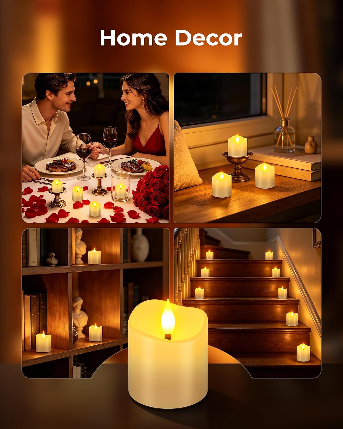 Yme Rechargeable Flameless Candles, Tea Lights with Remote & USB-C Charging