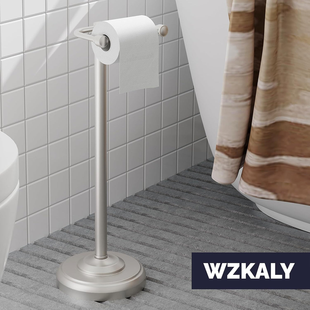 Toilet Paper Holder Stand Stainless Steel & Weight Base, No Tipping