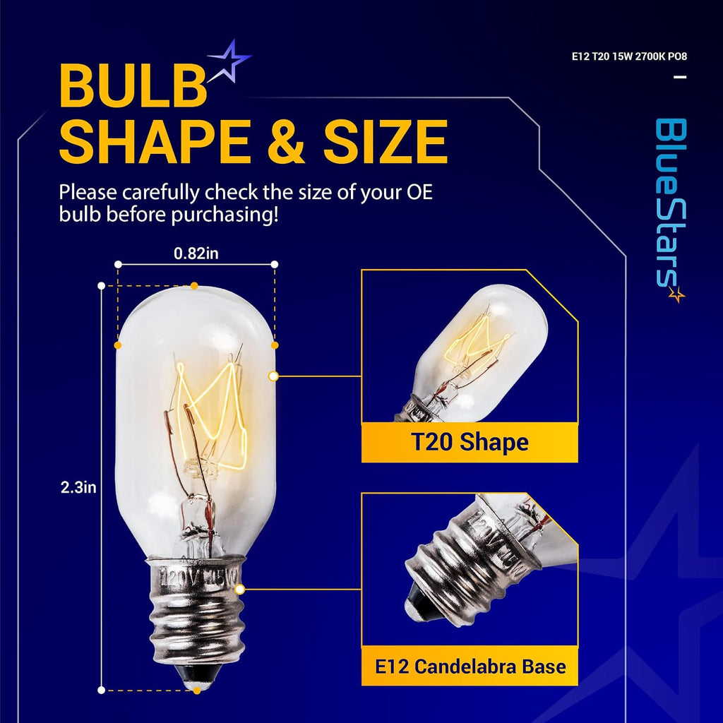 BlueStars E12 T20 Himalayan Salt Lamp Bulb 120V 15W 2700K Warm White