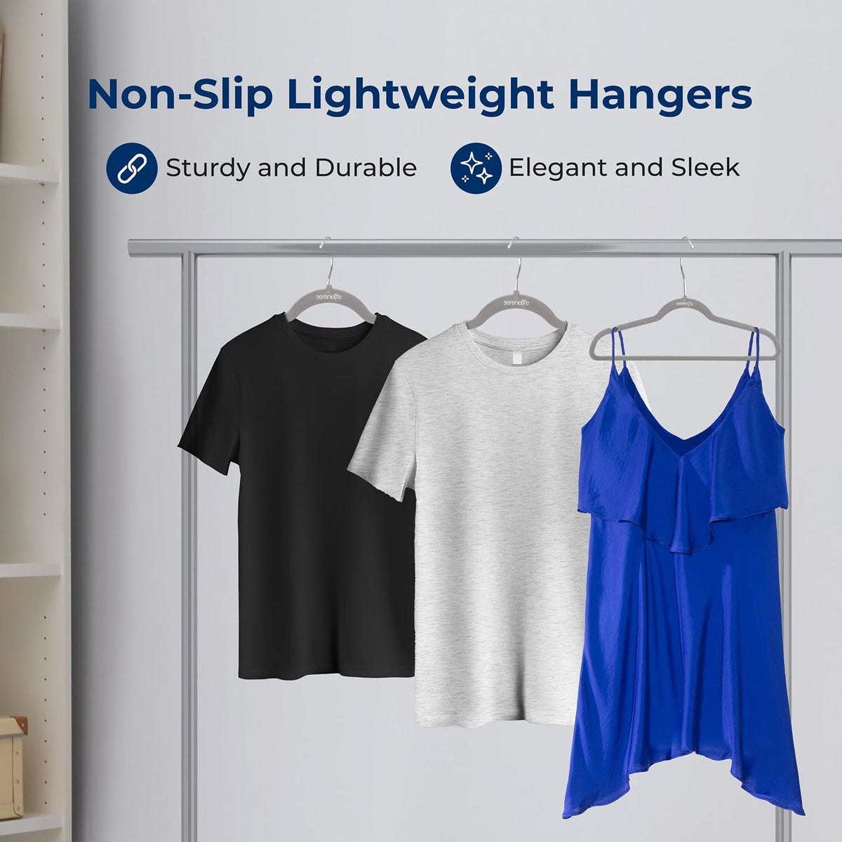 SereneLife Velvet Hangers – 150 Pack, Slim & Space Saving for Closets