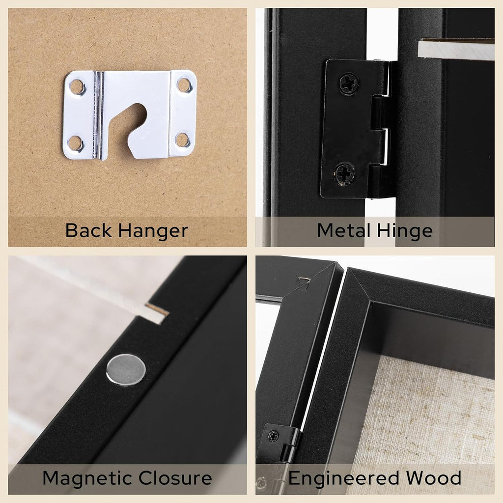 11x14 Shadow Box Display Cases with 3 Removable Clear Shelves, Black