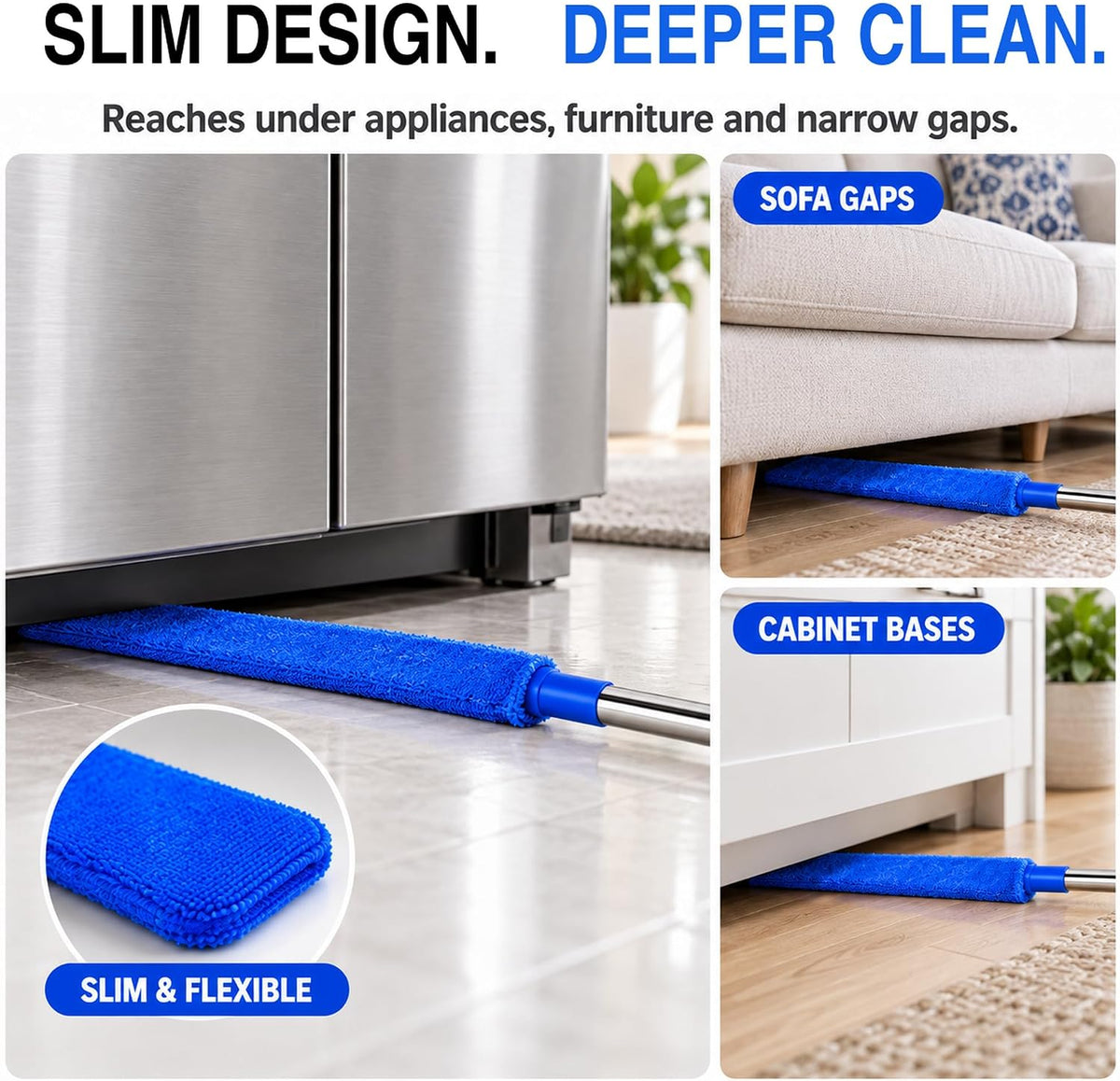 Bendable Microfiber Duster with Extension Pole, Up to 100-Inch Reach