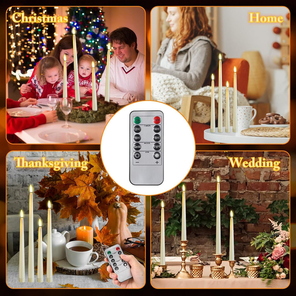 Rossesay 28 Pcs Flameless Taper Candles with Timer Remote, Warm White
