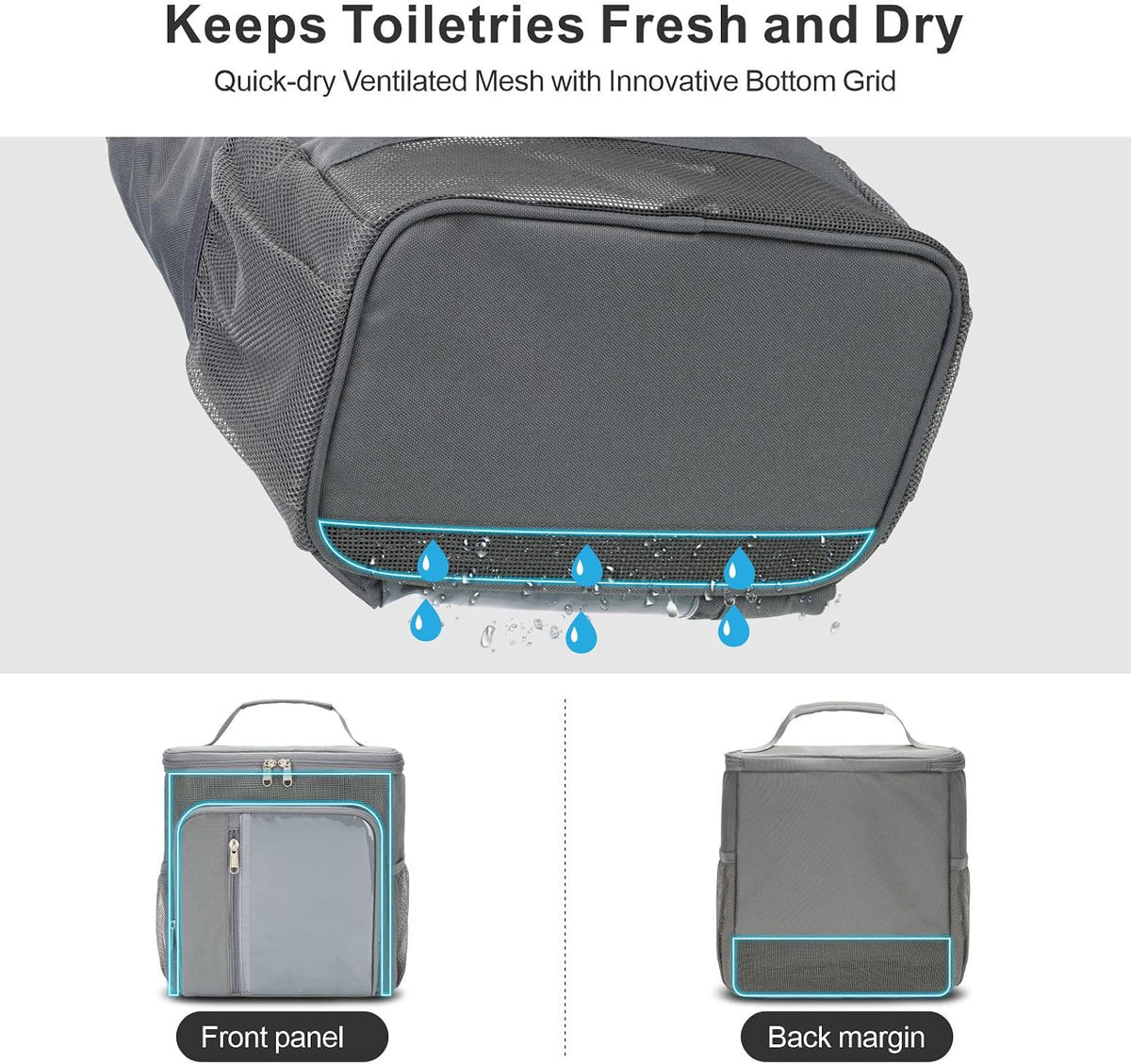 F-color Shower Caddy Portable for Dorm - Shower Bag Fits Full-Size Bottles