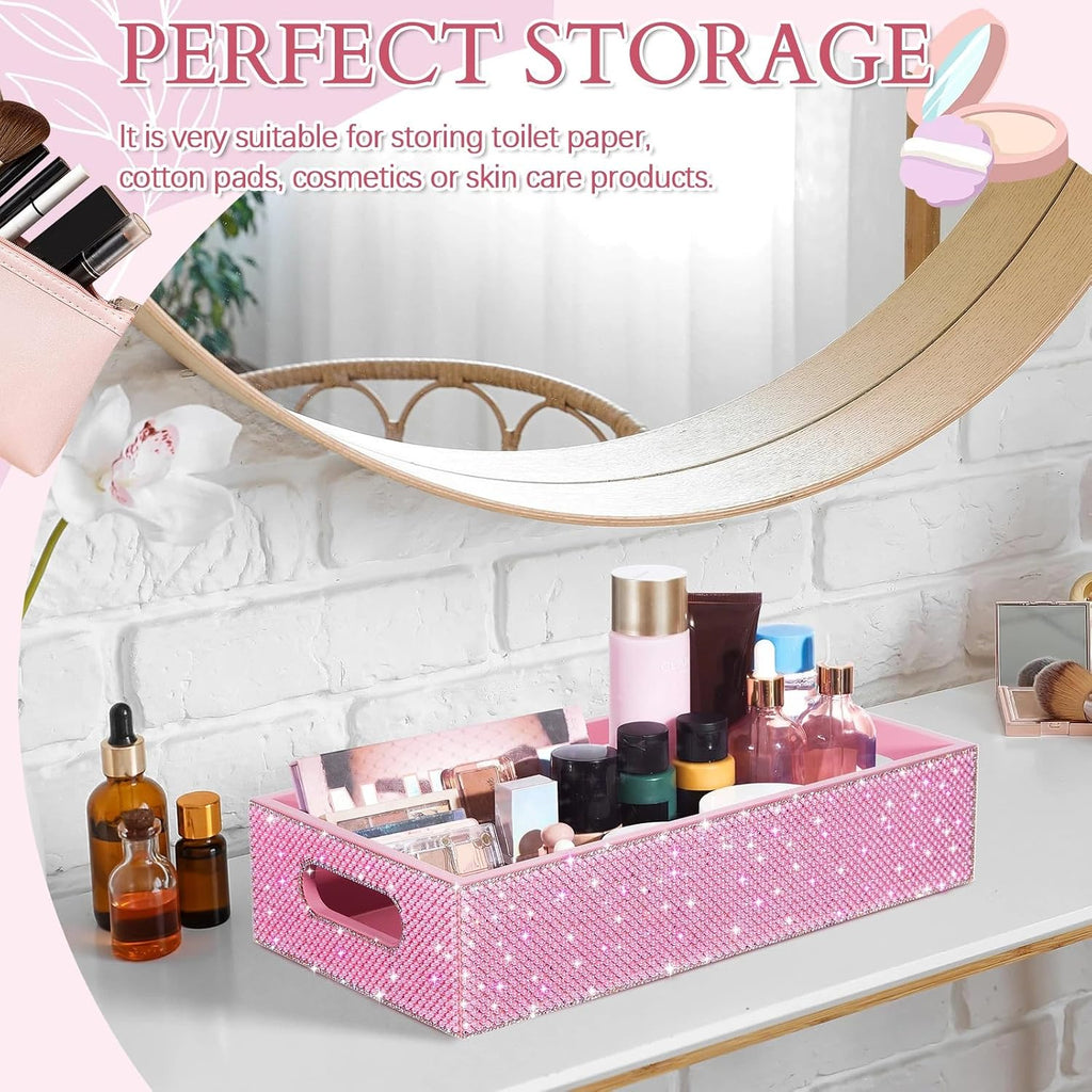 Honeydak Bathroom Basket, Pearl Toilet Tank Tray Pink Pearl