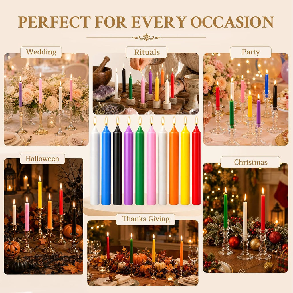 40Pack Spell Candles, 4Inch Small Chime Candles Bulk, Colored Candle Sticks