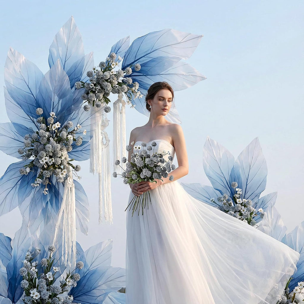 Mixed 10 Pcs Artificial Pompon Mum Set-8 Chrysanthemum & 2 White Daisy, Blue Silk Faux Flower for Vase Fall Floral Arrangements Wedding Centerpiece DIY Home Indoor Outdoor Decor (No Vase)