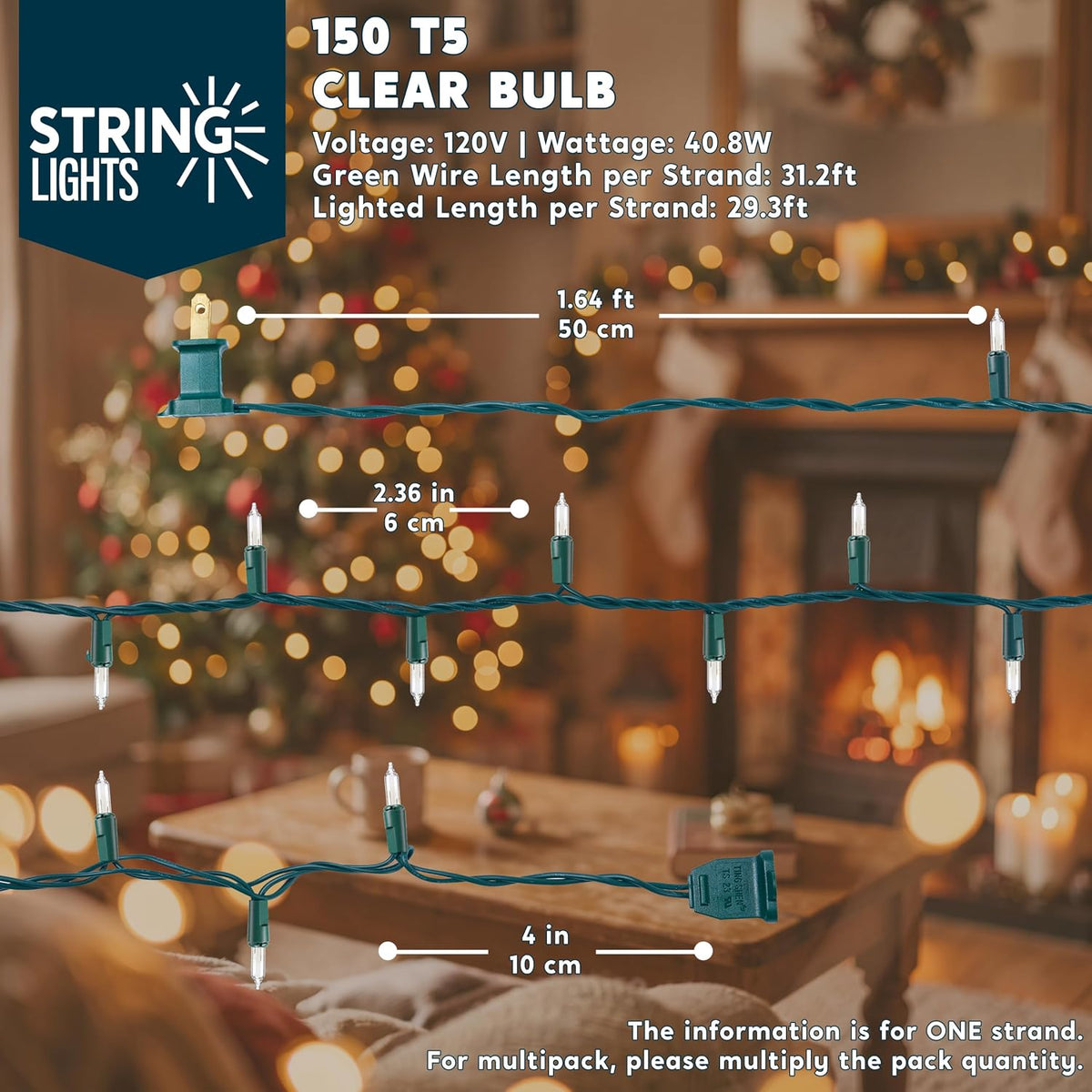 Joiedomi Clear Christmas String Lights Indoor,300(2x150) Mini White Fairy Light,62.4FT Lighting Decor for Patio Dorm Classroom Bedroom Holiday Wedding Party Garland Birthday Festival,Green Wire