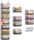 X-cosrack 7 Tier Foldable Hanging Closet Organizer and Storage,Wire Closet Shelving with 4 Large Hooks+ 5 S Hooks,Hanging Basket for Clothes Sweaters Shoes Handbags,Small Closet Organizers