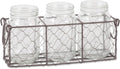 DII Farmhouse Utensil Caddy with 3 Glass Jars, Rustic Bronze Chicken Wire