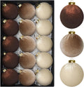 15Pcs 3.15" Large Brown Velvet Balls Ornaments Set for Christmas Tree