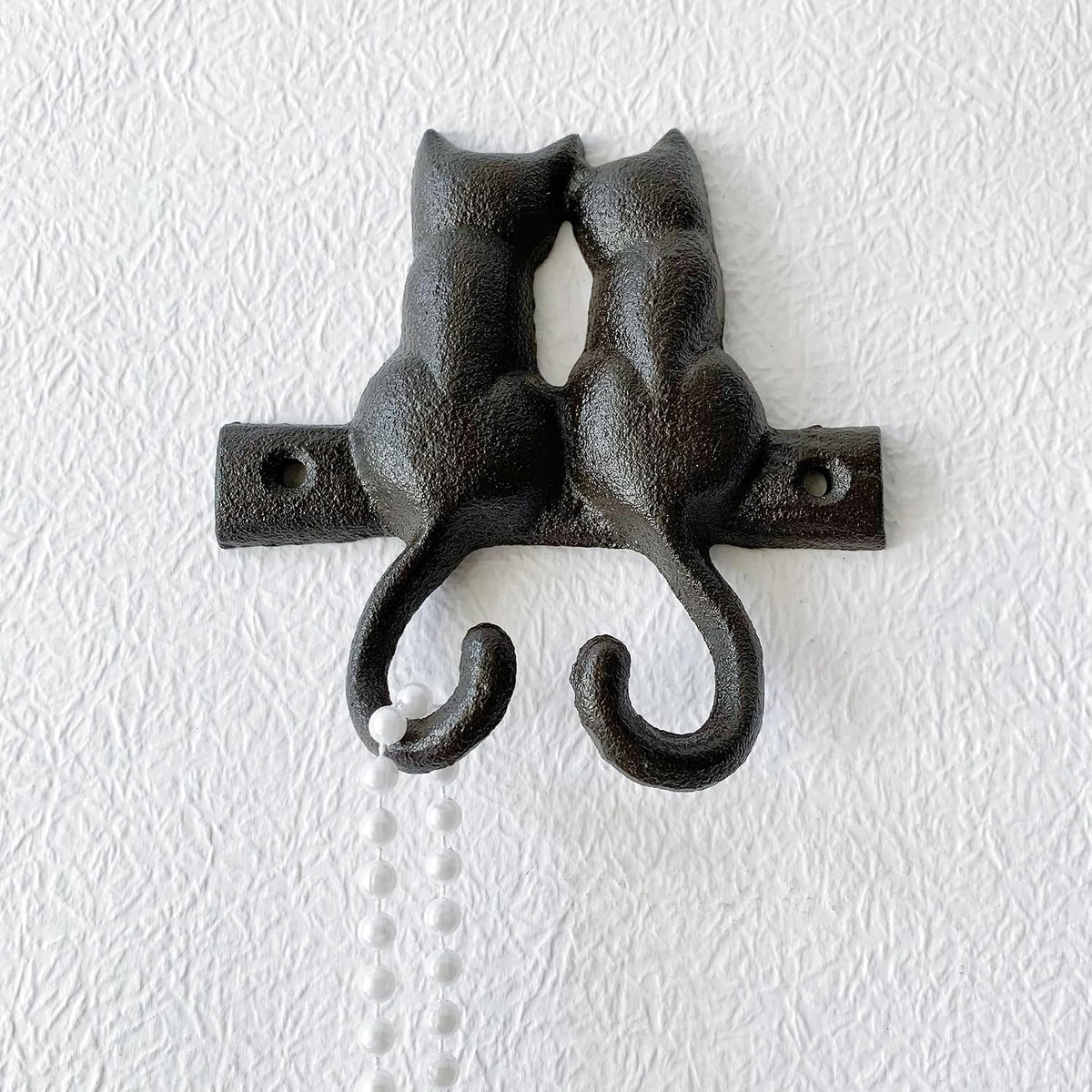 Rustic Cat-Shaped Decorative Wall Hook Rack Hangers for Hanging Clothes, Coats, Towels, Keys, and Hats, 1 Pack Antique Cast Iron Mounted Wall Hooks