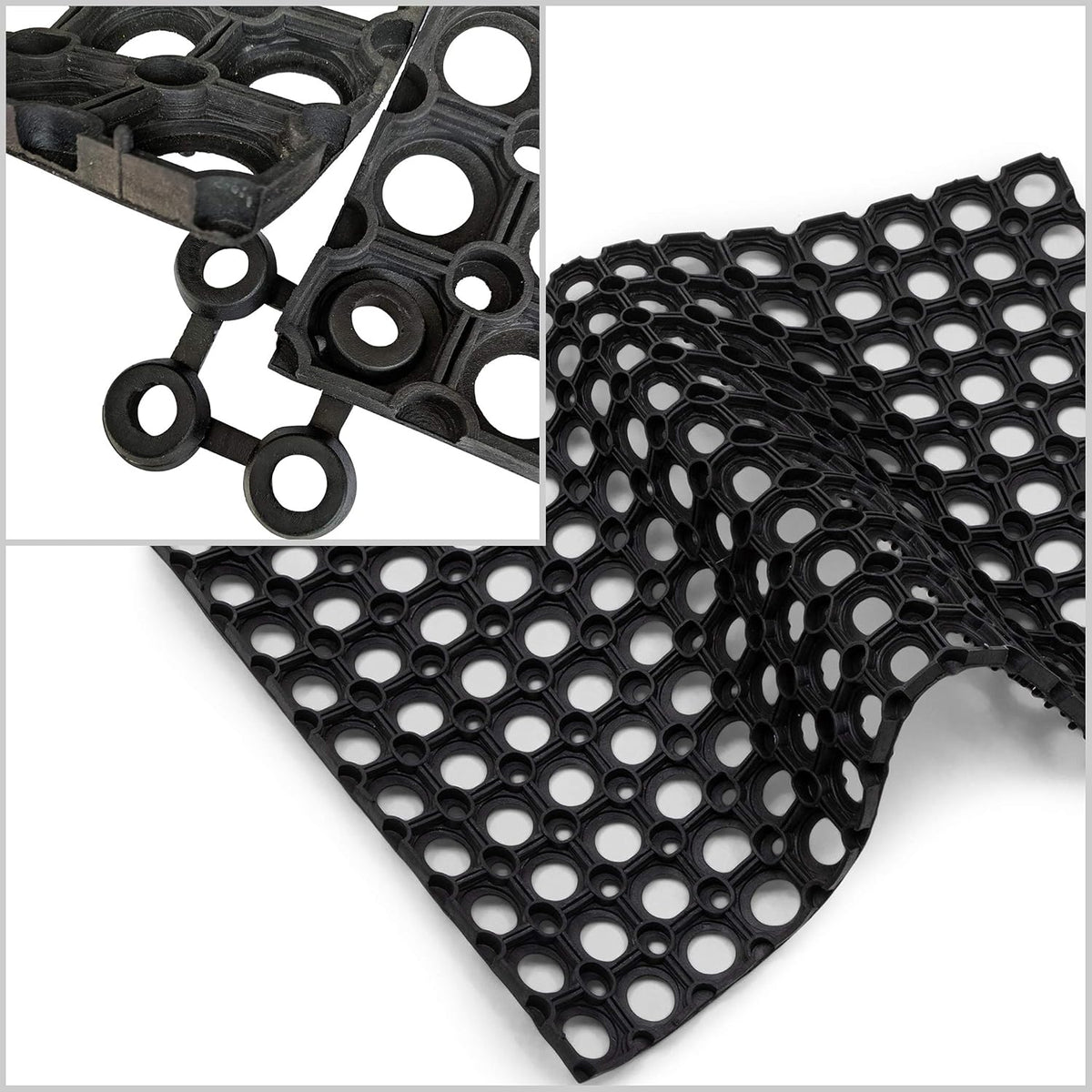 SafetyCare Interlocking Rubber Drainage Floor Mat - Anti-Fatigue - 24 x 16 inches - 1 Mat