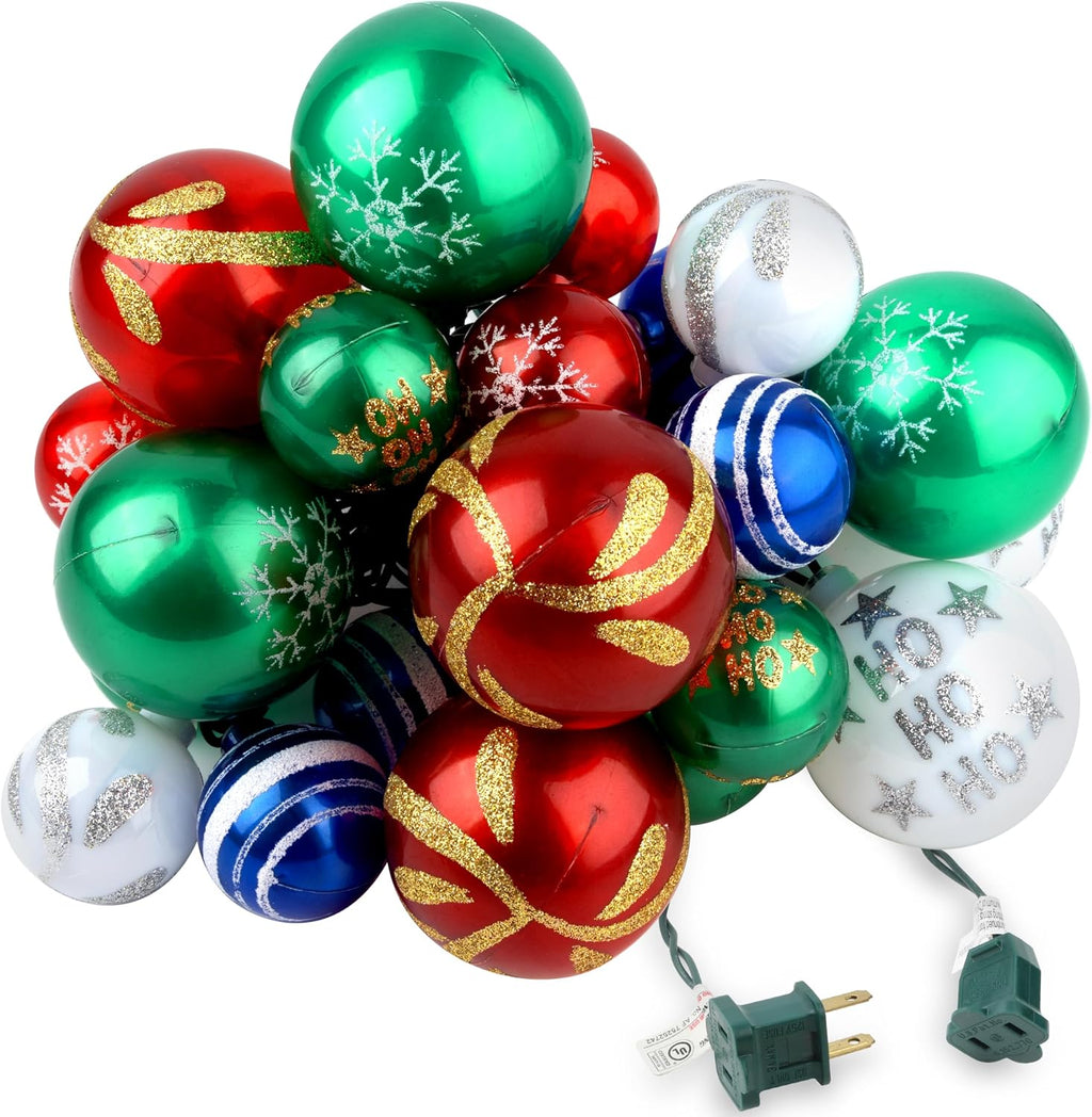 AIRIVO Christmas Tree Lights Ornaments, 28ft 25 Bulb Christmas String Lights Indoor, Christmas Lights Plug in Expandable Wire, Ornaments for Christmas Tree Decorations