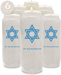 9 Day Memorial Candles, 6 Pack - Plastic Jar with Star of David - 7” Tall Pillar Candles for Religious, Prayer, Party Decor, Vigil and Emergency Use - By Ner Mitzvah