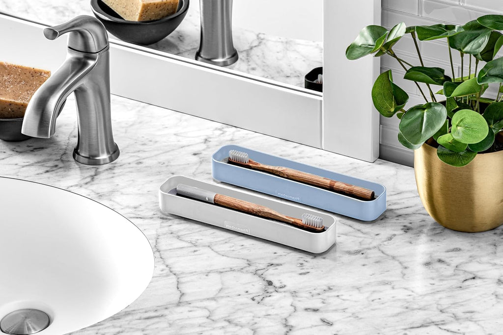 madesmart Drying Stone Toothbrush Tray, Blue