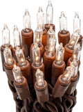 612 Vermont 20 Clear Mini Christmas String Lights on Brown Wire Cord