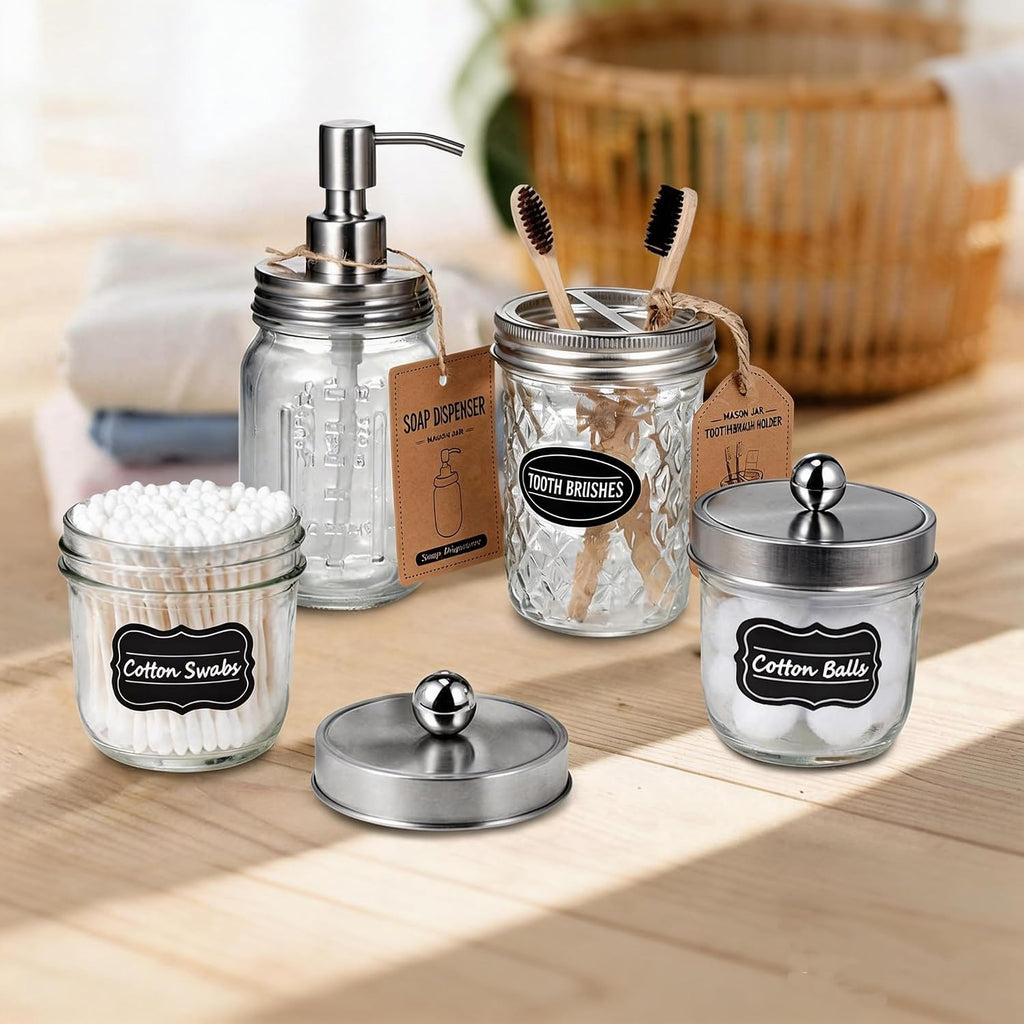 Amolliar Mason Jar Liquid Soap Dispenser, Lotion Soap Brushed Nickel 2 Pack