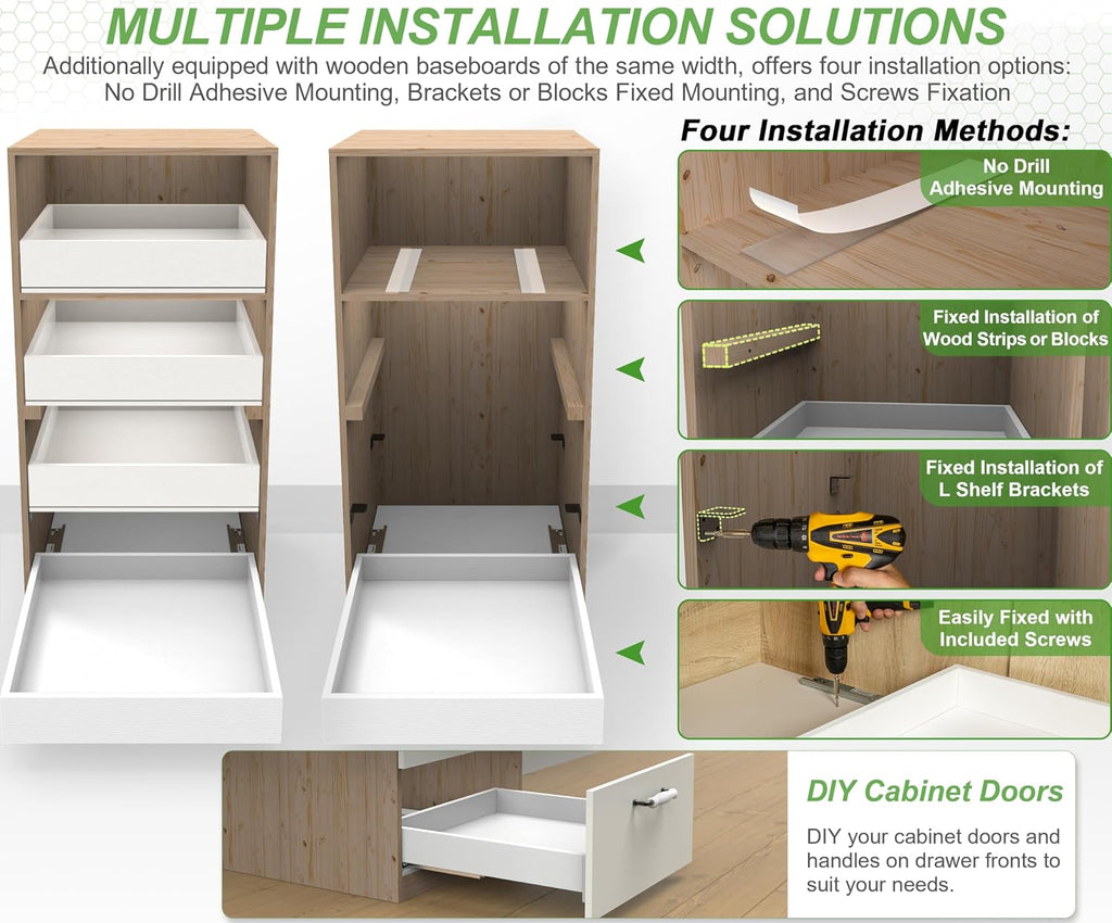 MyLifeUNIT Wood Pull Out Drawer for Cabinet Pre-Assembled, 18" W x 21" D
