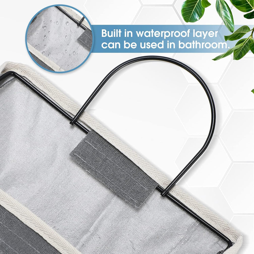Woanger 12 Pcs Wall Hanging Storage Bag Wall Hanging Organizer Bag Over The Door Closet Basket Containers Bins with Hooks Pockets for Bedroom Bathroom, 15 x 4.3 x 8.7''(Gray)
