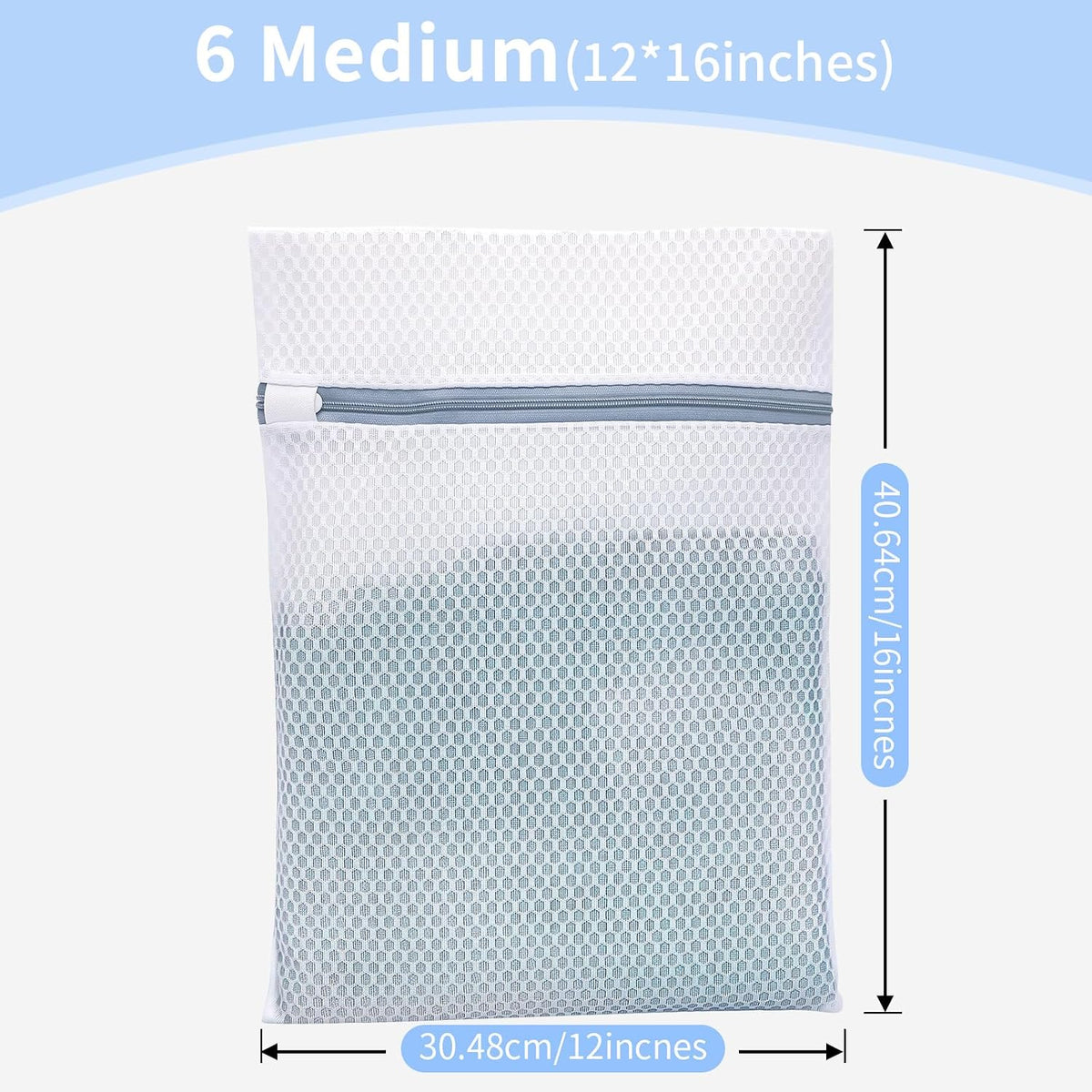 6PCS 12X16IN Laundry Bags Mesh Wash Bags for Strong Zipper