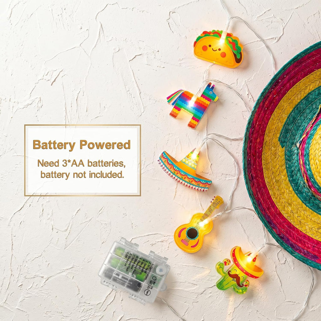 Cinco De Mayo Decorations String Lights, 20Led Battery Operated with Timer