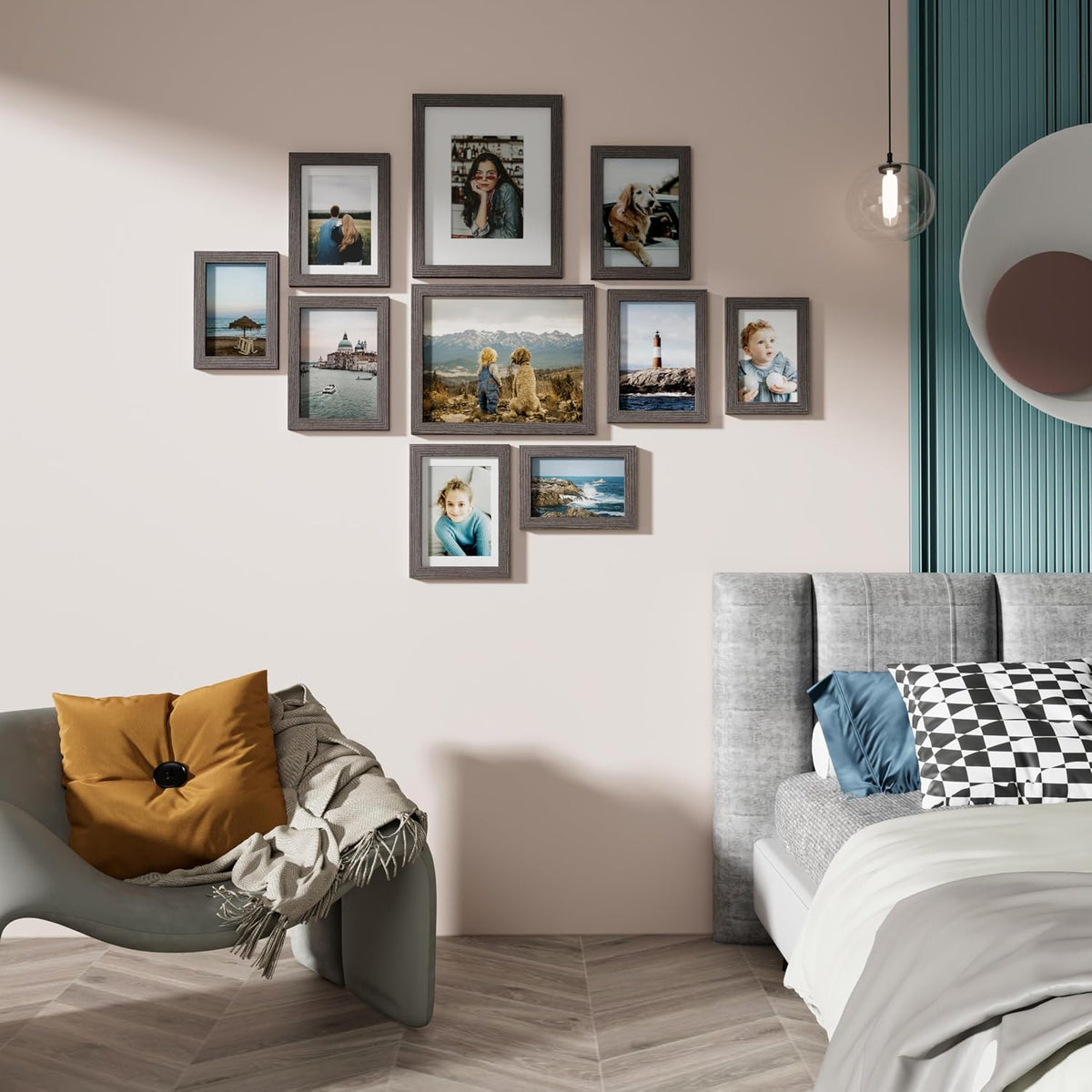 Vittanly 10 Pack Picture Frames Collage Wall Decor, Rustic Grey