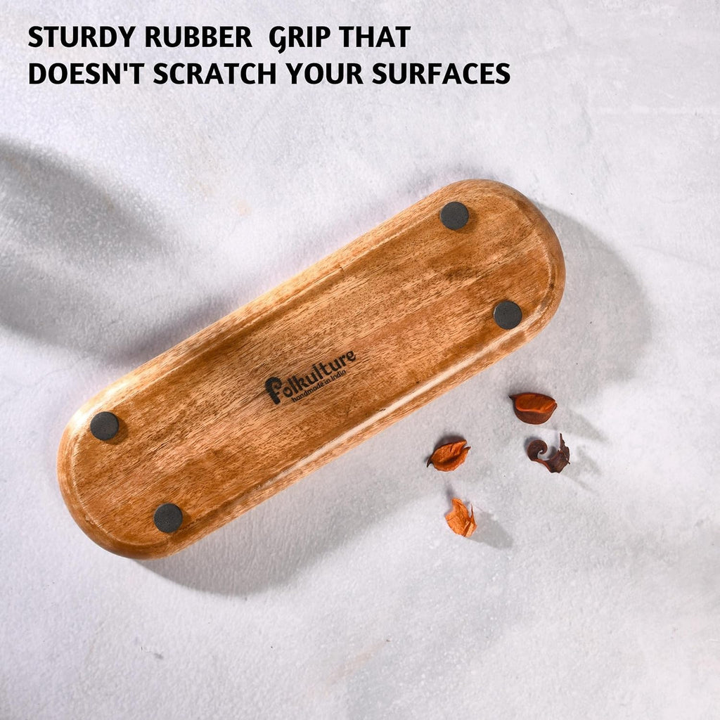 Folkulture Incense Holder or Incense Burner, Modern Incense Holder for Sticks, Insence-Stick Holder, Ash Catcher or Insense Stick Holder, Wooden Incense Tray for Sticks, Mango Wood Trough, Moonshine