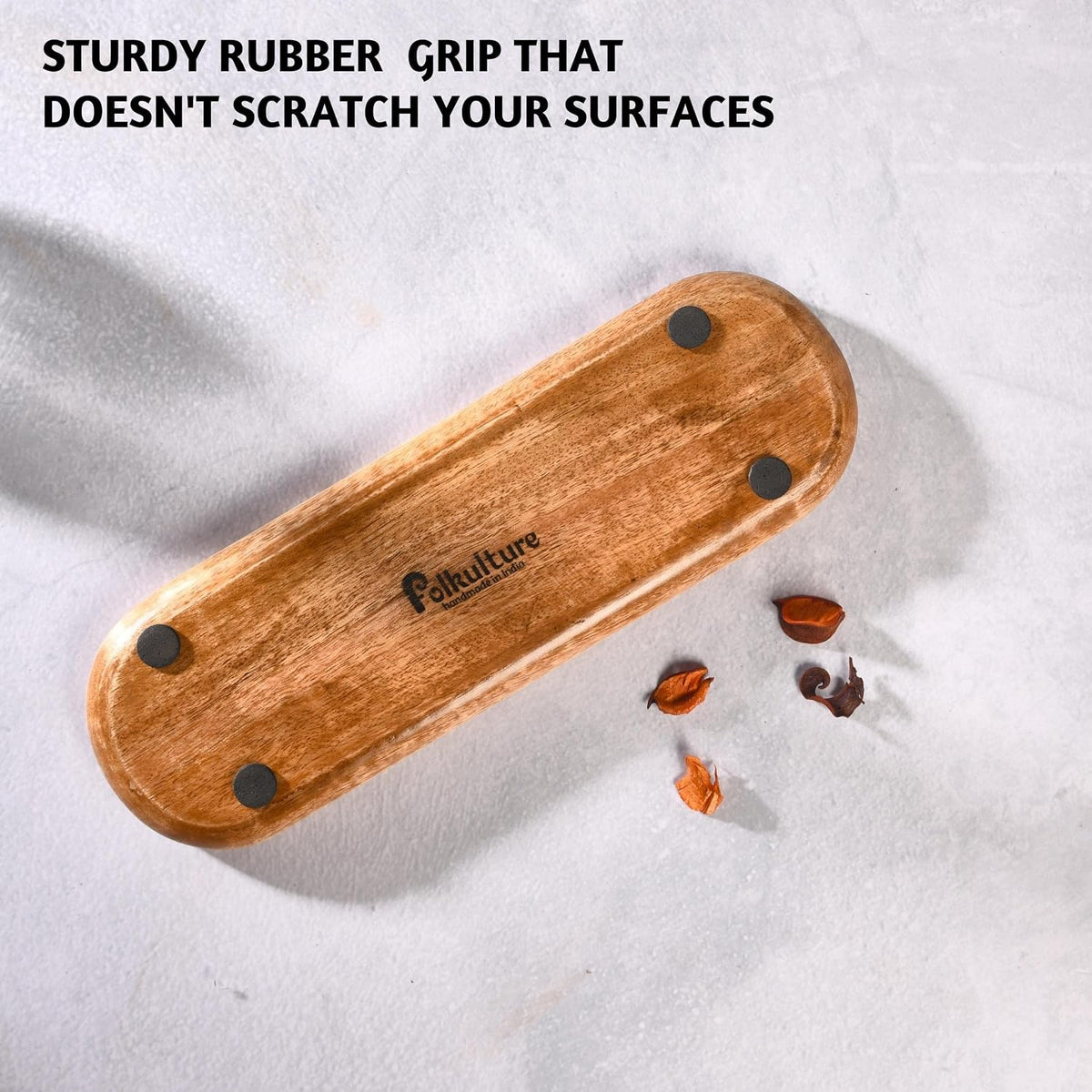 Folkulture Incense Holder or Incense Burner, Modern Incense Holder for Sticks, Insence-Stick Holder, Ash Catcher or Insense Stick Holder, Wooden Incense Tray for Sticks, Mango Wood Trough, Moonshine