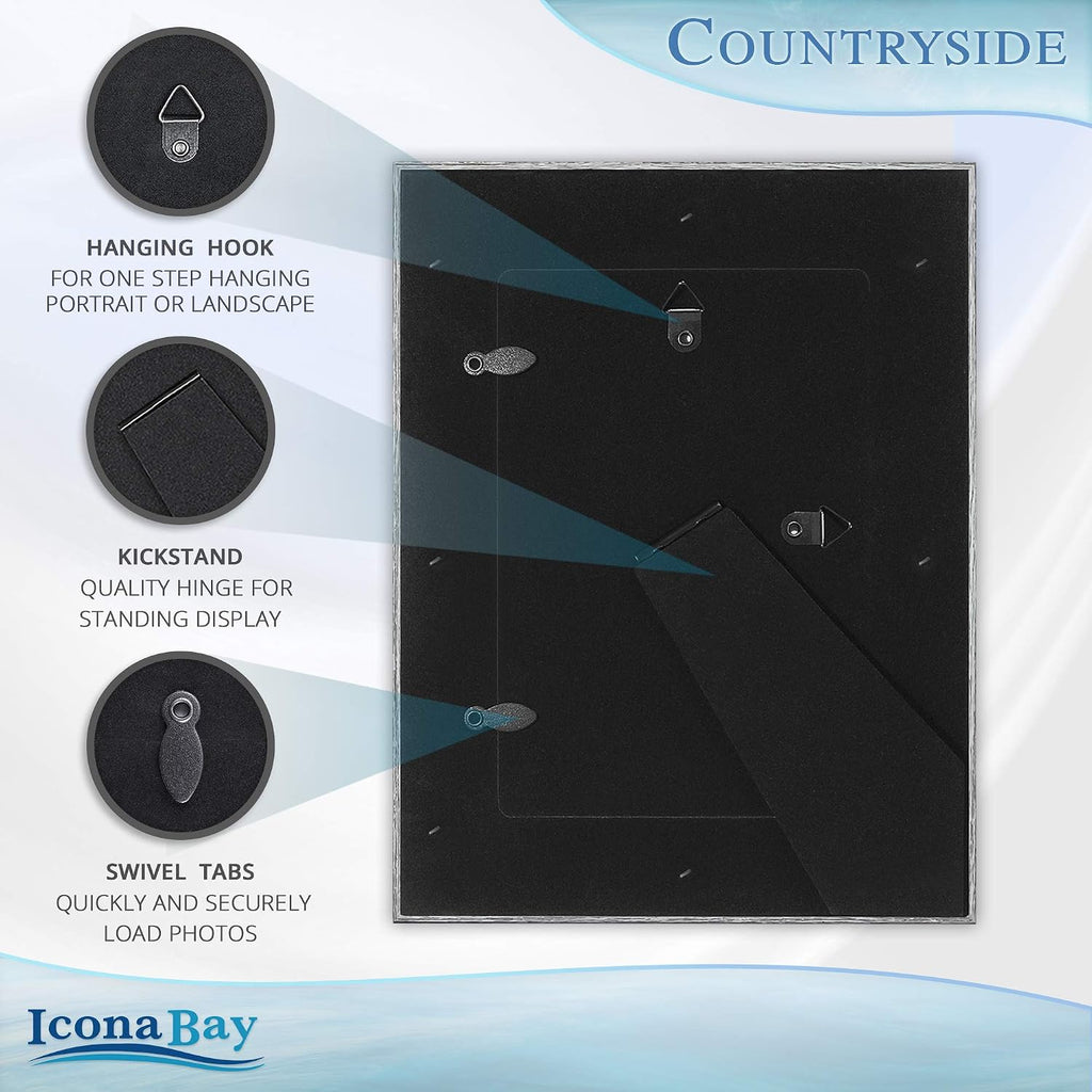 Icona Bay 4x6 Picture Frames (Speckled Gray, 6 Pack), French Country Style Picture Frame Set, Wall Mount or Table Top, Countryside Collection