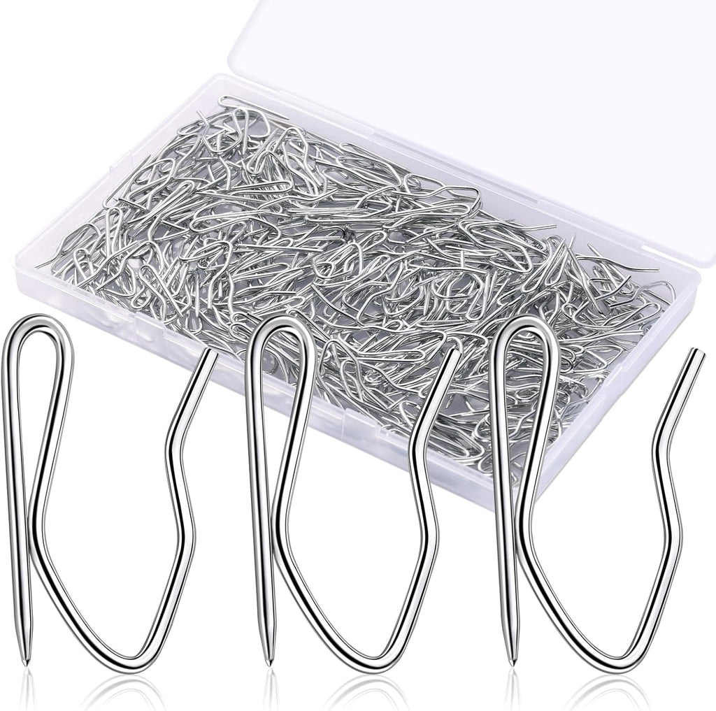 Sopito 200Pcs Curtain Hooks for Door Window Shower Curtain, Silver White