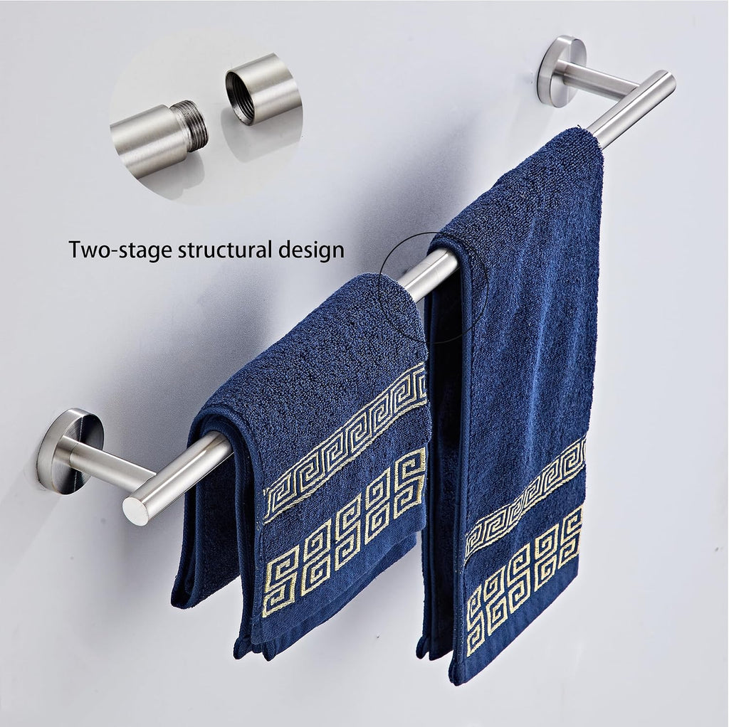 Brushed Nickel Bathroom Hardware Set 5 Piece with Towel Racks for Bathroom, SUS304 Stainless Steel Bath Towel Bar Set, 24 Inch Wall Mounted Accessories Kit…