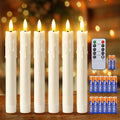 Enhon 6 Pack Flameless Taper Candles with Remote & Batteries, 7.7" Ivory LED Candle Sticks, 3D Wick & Wax Drip Design, 624+ Hour Battery Operated Candles for Home, Wedding & Christmas Decor