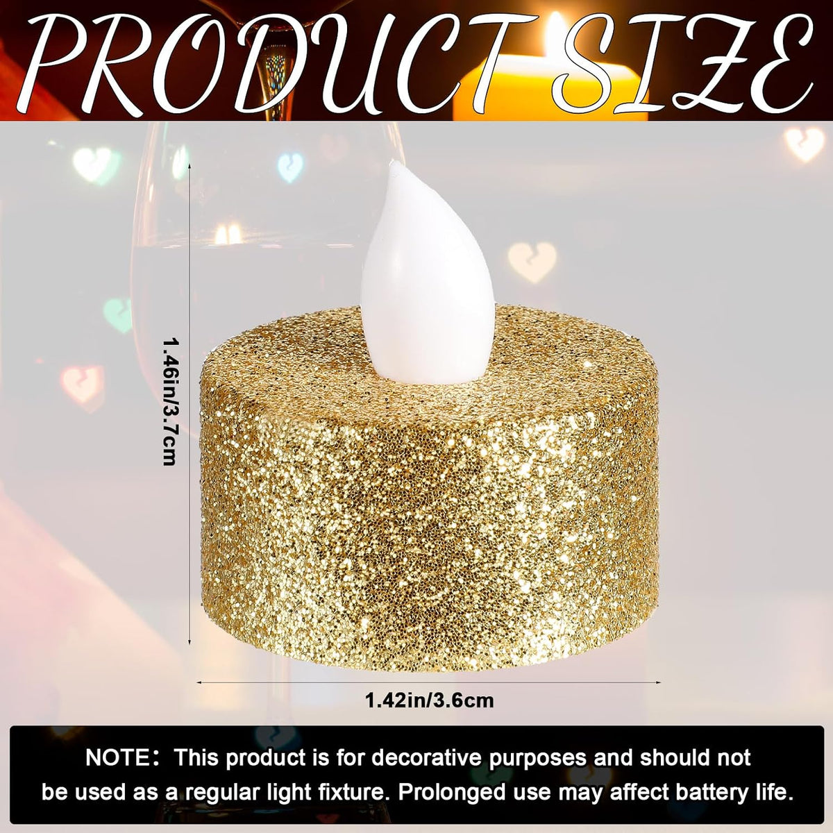 Mudder 24 Pieces Gold Tea Lights LED Candles Tealights Battery Flameless