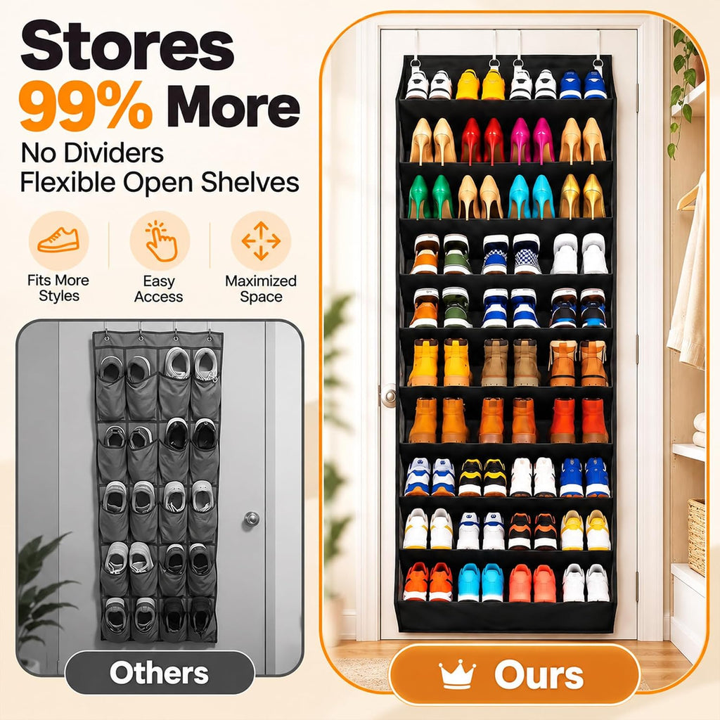 UVIAHOMI 30-40 Pairs Over the Door Shoe Organizer, 10 Tiers Fit Tall Boots