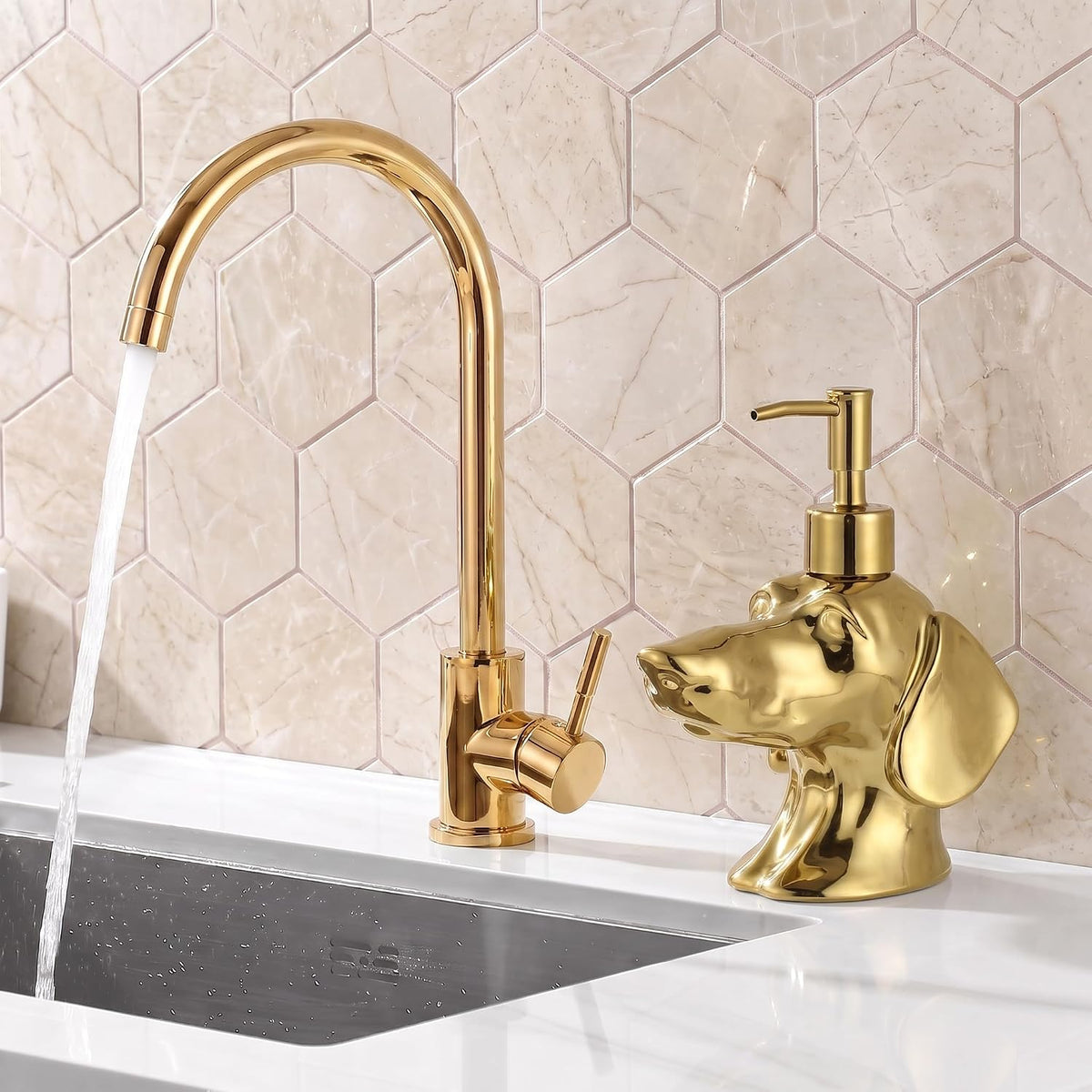 Gold Dachshund Hand Soap Dispenser Lotion Diapenser Dog Lover Gift