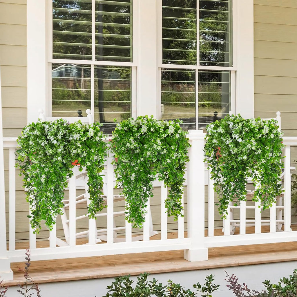 SJL Artificial Hanging Plants Fake Vine Faux Greenery Outdoor Decor 3Pcs
