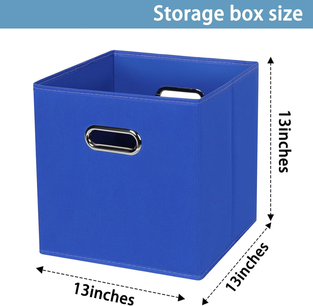 Fabric Cubby Storage Bins,13x13x13 Inches,Cube Organizer Bin Foldable Storage Boxes with Dual Handles Fabric Organizer Box and collapsible Storage basket,Set of 8,Dark Blue