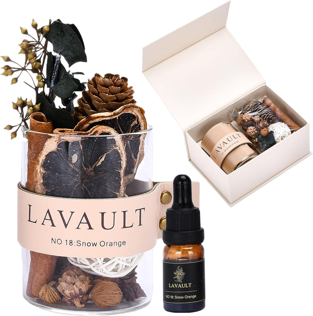 Lavault Reed Diffuser Set for Home, Office, Bedroom & Bathroom - Essential Oil Home Fragrance with Reed Sticks - Snow Orange Scented