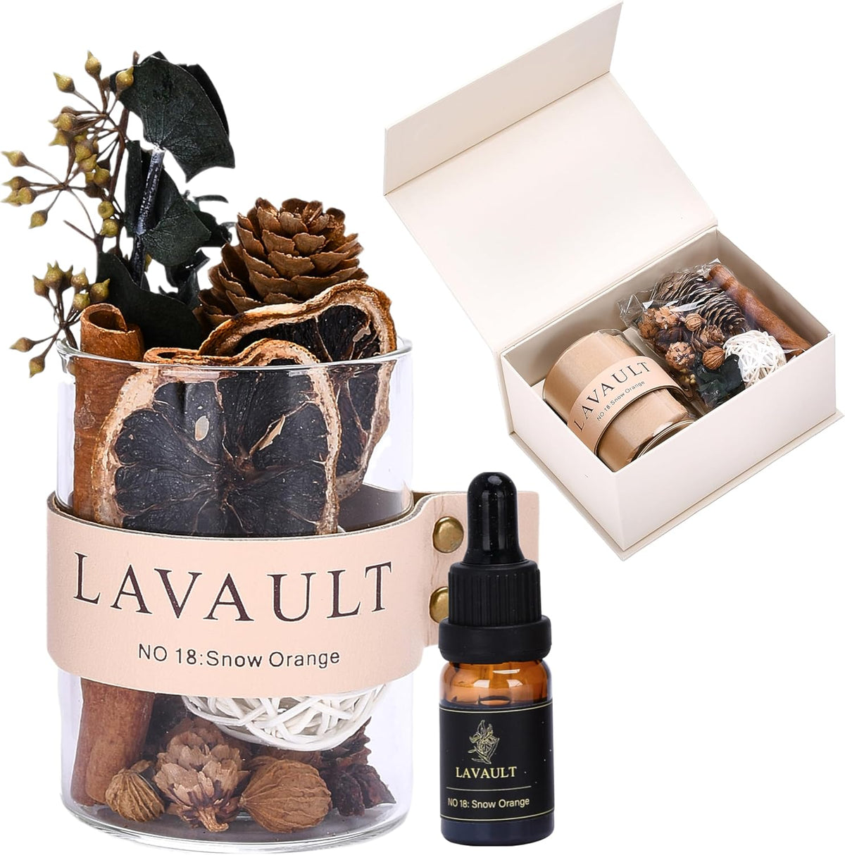 Lavault Reed Diffuser Set for Home, Office, Bedroom & Bathroom - Essential Oil Home Fragrance with Reed Sticks - Snow Orange Scented
